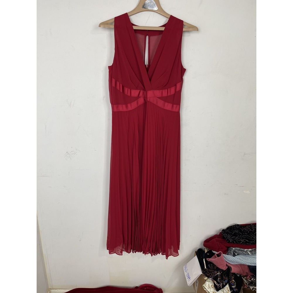 White House Black Market Womens Dress 10 Red Holiday Valentines Pleated Maxi
